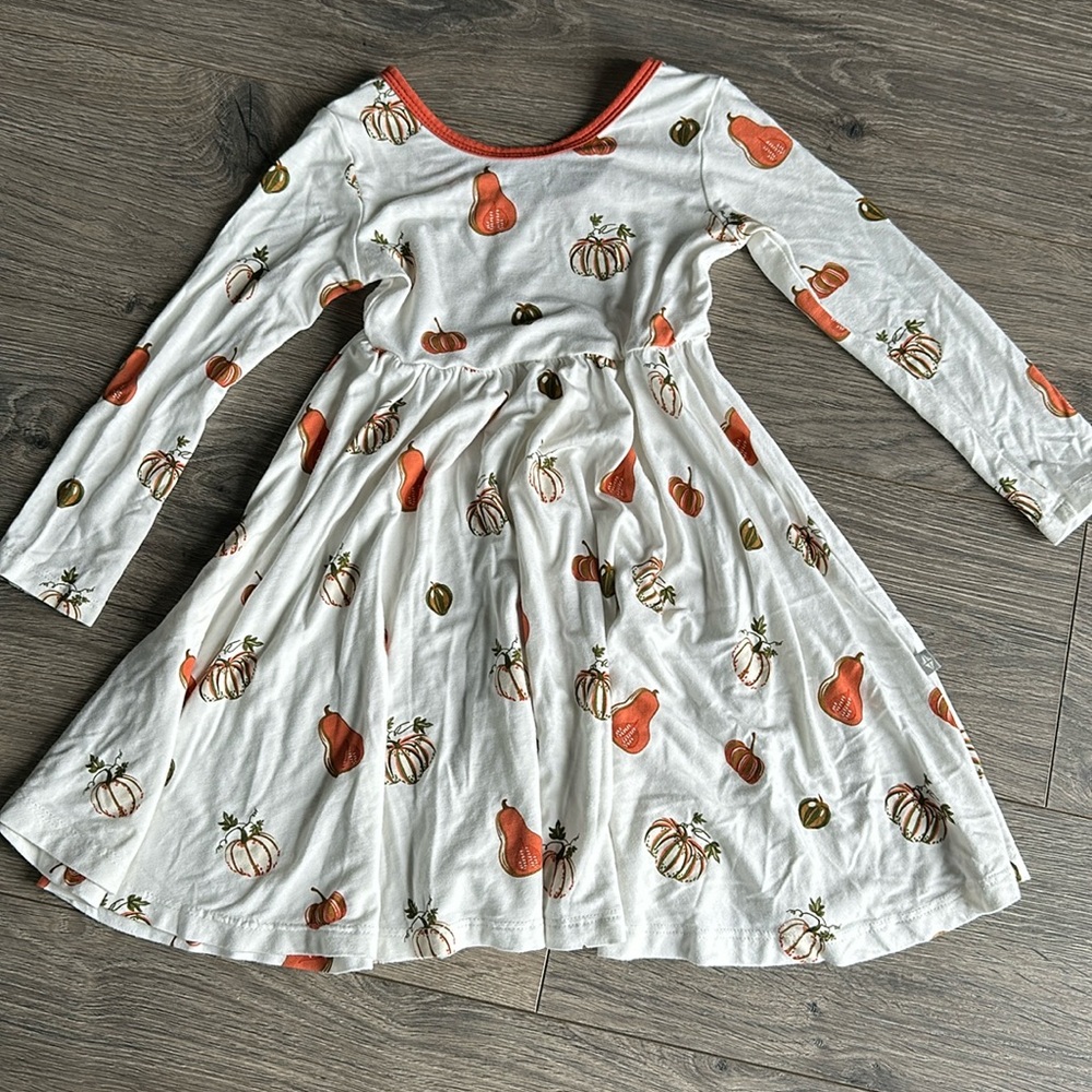 Kyte Baby Long Sleeve Twirl Dress in Pumpkin-3T